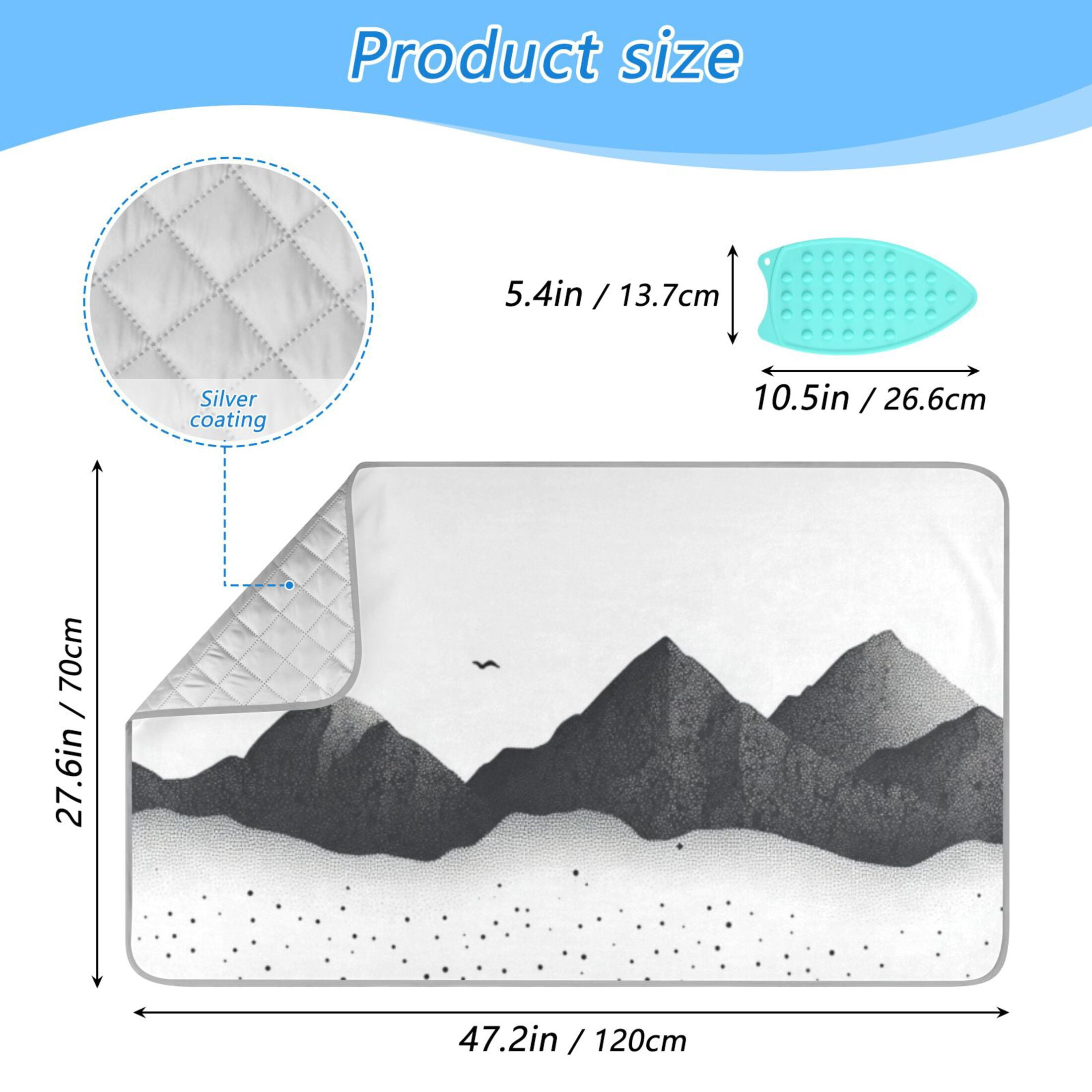 Wash Painting Sun Mountains Birds Ironing Mat Blanket Portable Travel Ironing Pad Heat Resistant Pad 47.2" x 27.6”