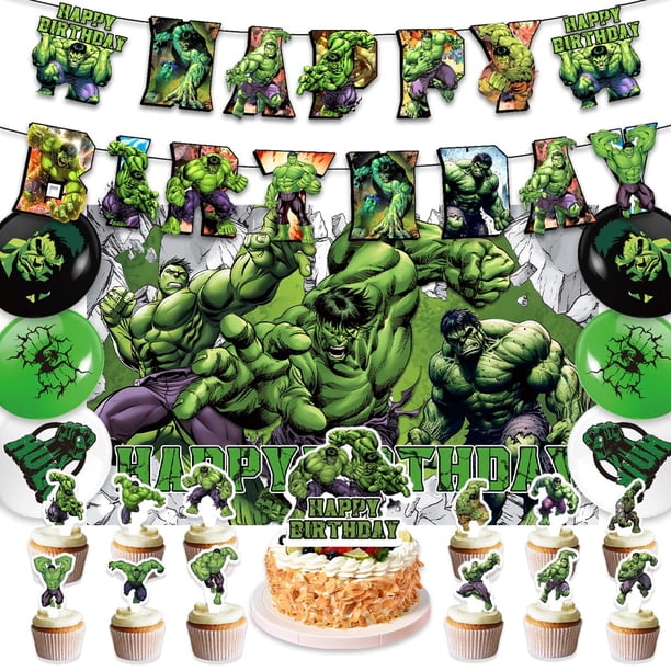 Paquete de artículos para fiestas de cumpleaños de Hulks, 42 unidades, con pancarta y adorno
