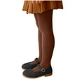thumbnail image 5 of Cethrio Girls Cotton Tights, Elastic Waist Dancing Soft Stretch Leggings for Girl Brown Size 6, 5 of 6