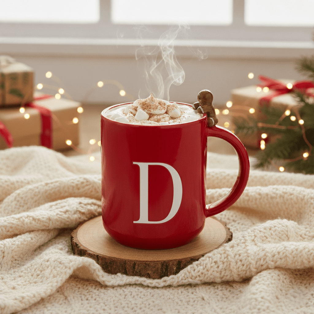 Holiday Times Ceramic Monogram Mugs - D