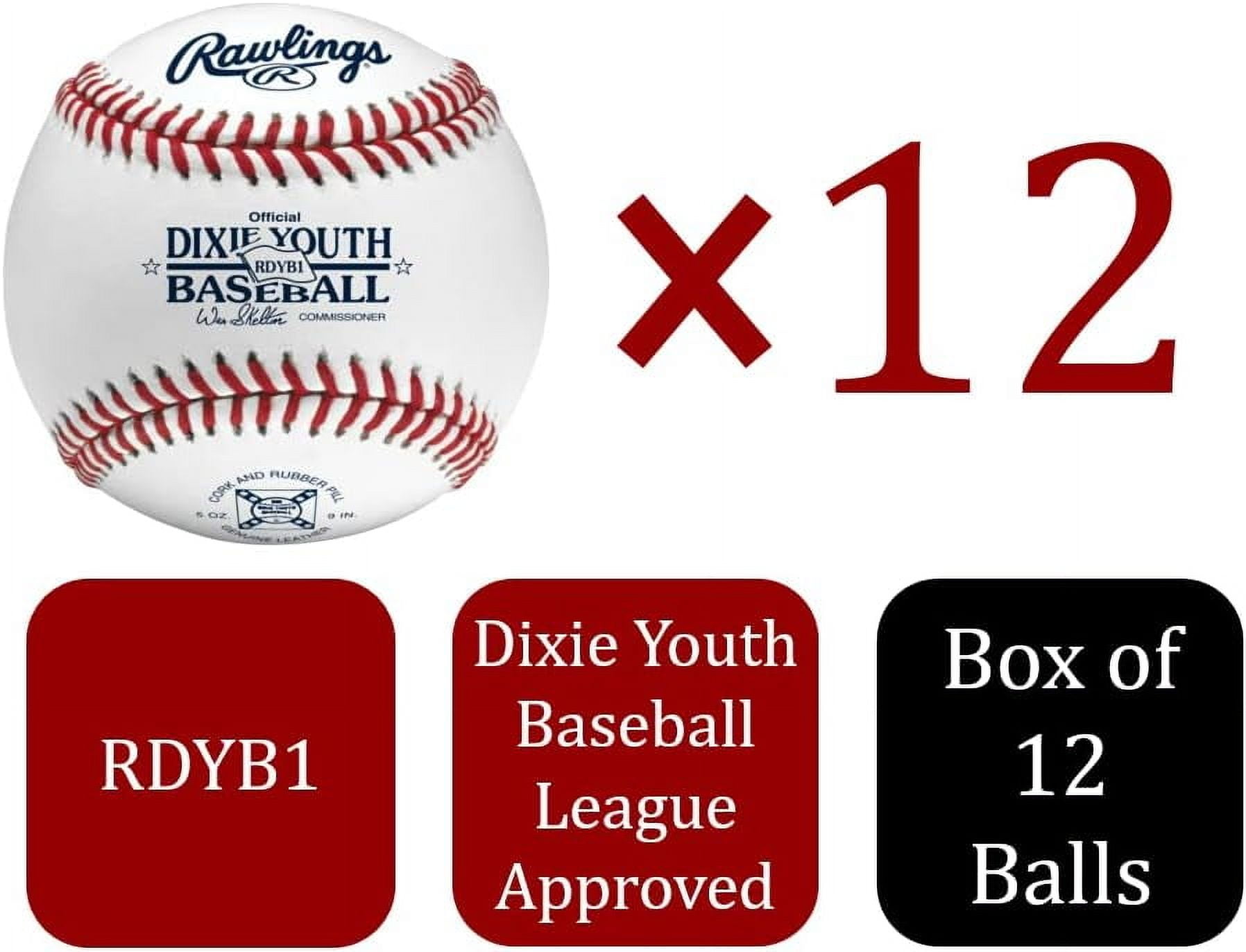 Rawlings | Dixie Youth League Baseballs | Competition Grade | RDYB1 | Youth/14U | Multiple Count Options