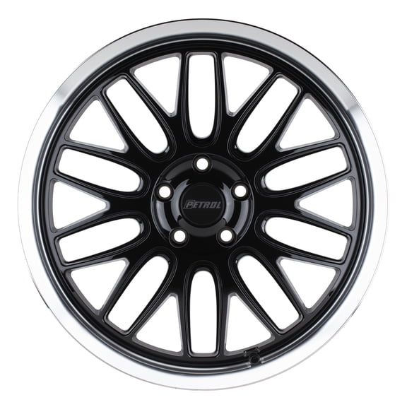 Petrol P4C 18X8 5X115 40Et 72.1Cb Gloss Black W/ Machined Cut Lip Wheel