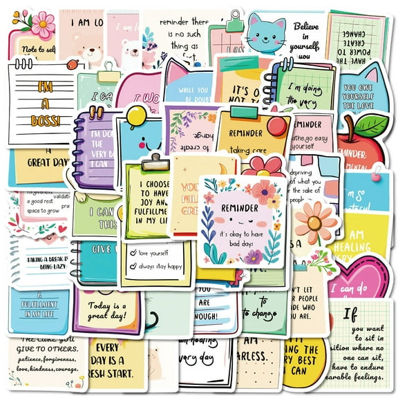 100PCS Motivational Stickers for Emotional Support, Water Bottle Laptop Scrapbook Stickers, Small Mental Health Inspirational Positive Affirmation Journal Stickers