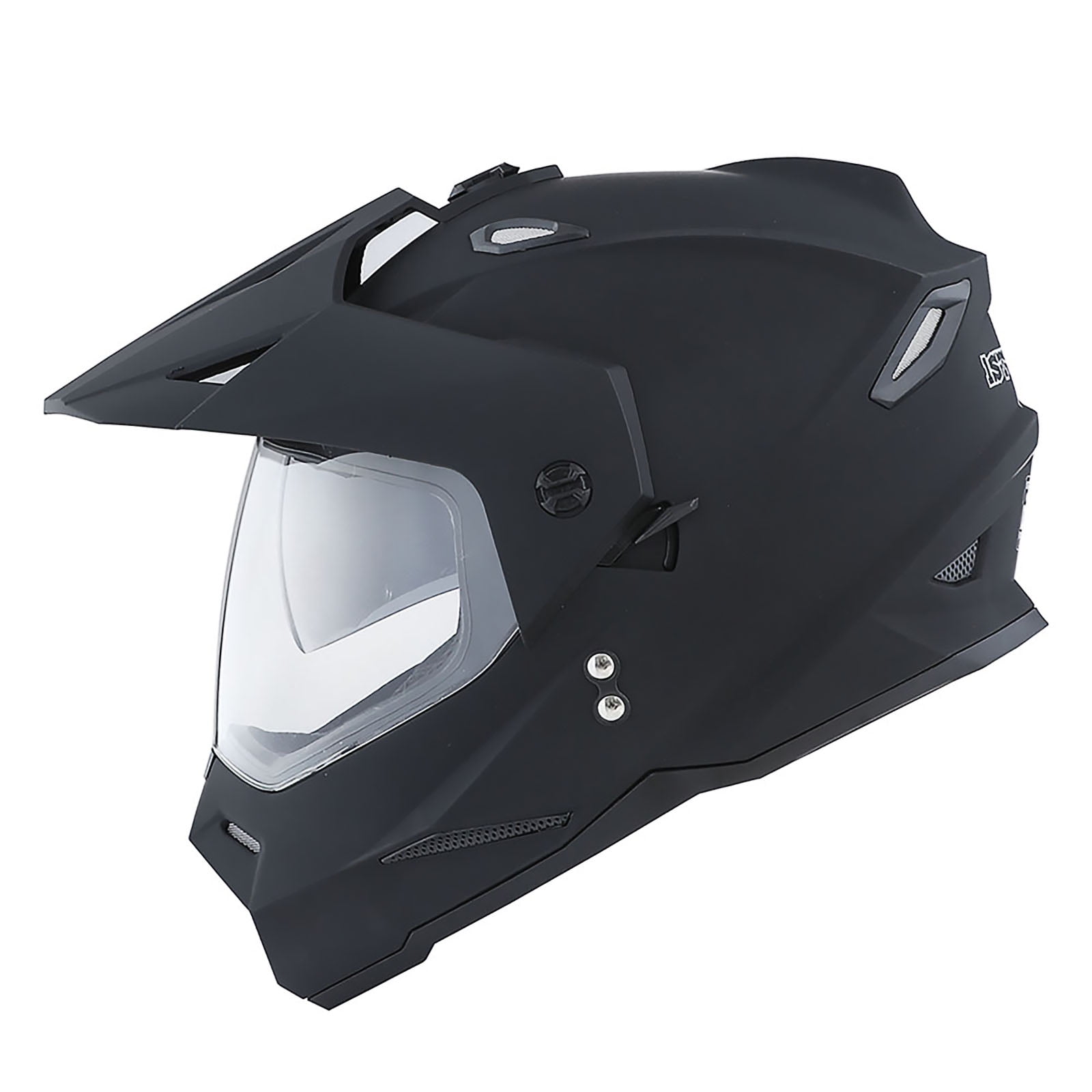 1Storm Dual Sport Motorcycle Motocross Off Road Full Face Helmet Dual Visor HF802 Matt Black + Motorcycle Bluetooth Headset