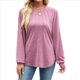 thumbnail image 1 of Camisas de Larga para Mujer, Moda Otoño 2025, Camisas Formales Informales, Blusas Tipo Túnica Plisadas con Cuello Redondo. Rojo Púrpura M, 1 of 10