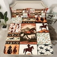 thumbnail image 2 of Manfei Cool Western Cowboy Twin Sheet Sets,Country Farmhouse Lodge Twin Fitted Sheet,Tropical Desert Cactus Flat Sheet For Children,Breathable Home Decor,3pcs, 2 of 7