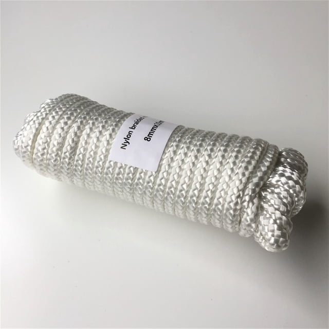 Heavy Duty White 8mmx10m Nylon Braided Polypropylene Rope PP Boat Rope Sailing Camping Clothes Line ,Easy to Operate