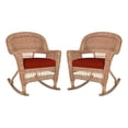 thumbnail image 1 of Jeco Wicker Rocker Chair in Honey with Red Cushion (Set of 2), 1 of 9