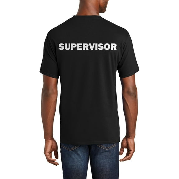 Oversized Supervisor Large Graphic Men's Premium Crew Neck Tee Shirt - Jet Black XL