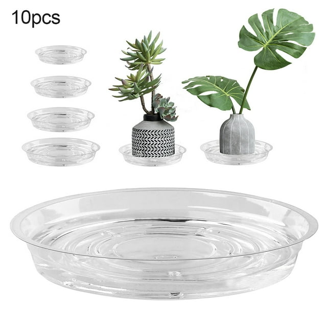 UDIYO 10 Set Clear Plastic Plant Saucer Drip Trays Small Plant Plate