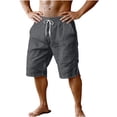 thumbnail image 5 of lcziwo Mens Gym Shorts with Pockets Classic Fit Outdoor Elastic Waist Hiking Shorts Cotton Linen Camping Fishing Travel Drawstring Chino Short Dark Gray XL, 5 of 8