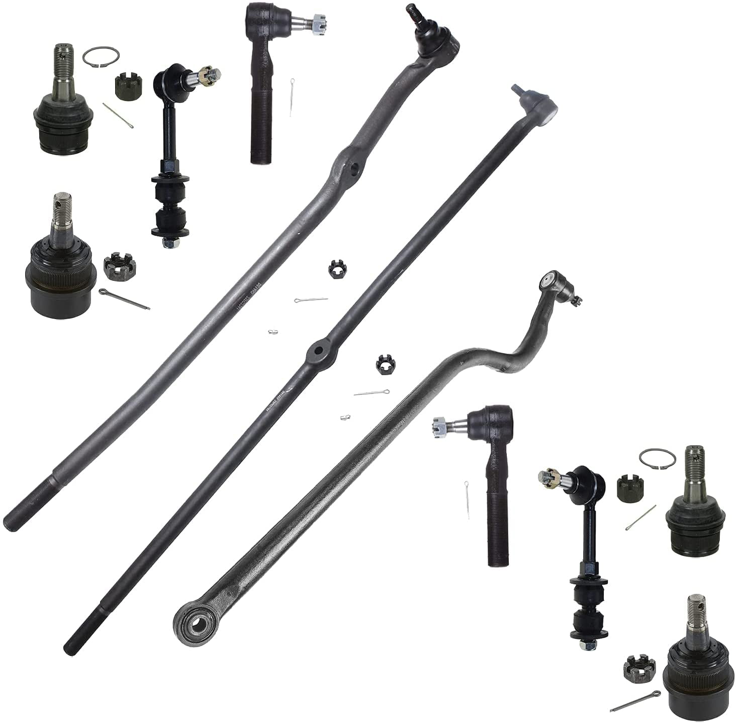 PartsW 11 Piece Suspension Kit For Dodge RAM 1500 Upper & Lower Ball Joints Inner Outer Tie Rods Pitman Arm Sway Bar Link 2WD Only 
