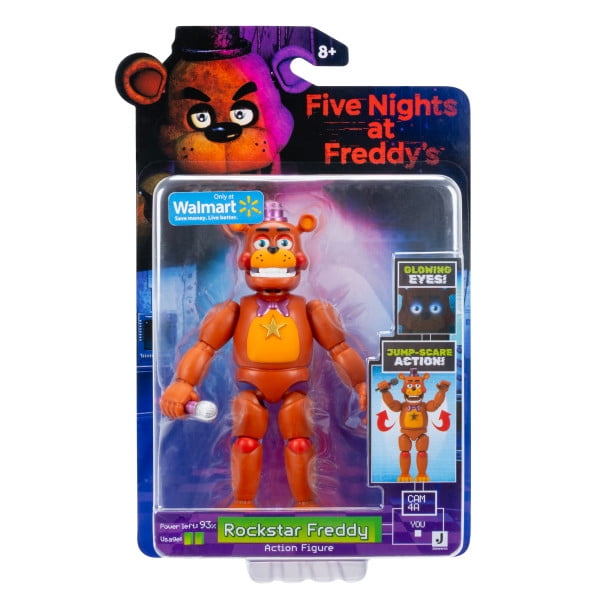 Five Nights at Freddy’s Rockstar Freddy - 5-Inch Articulated Figure with Jumpscare Feature and Glow-In-The-Dark Eyes
