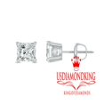 thumbnail image 3 of 14k White Gold 1/2ctw Princess Cut I-I1 Solitaire Natural Diamond Stud Earrings, 3 of 4
