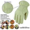 thumbnail image 3 of Work Gloves Cowhide Leather Gloves Reinforced Durable Construction, Hand Tools, Driving, Forest, Gardening Work Safety Gloves Bone White-L, 3 of 9