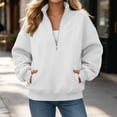 thumbnail image 2 of Dgankt Women's Half Zip Hooded Pullover Sweatshirt Long Sleeve Drop Shoulder with Side Pockets, 2 of 7