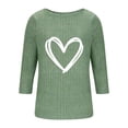 thumbnail image 4 of YUGYXL Womens 3/4 Sleeve Crew Neck T-Shirts Valentine's Day Spring Shirts Love Heart Printed Graphic Tees Green S, 4 of 5