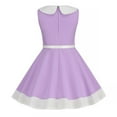 thumbnail image 4 of Mercatoo Kids Girls Swing Part𝘆 Dress Retro P𝐞ter Pan Doll Collar Wedding A Line Dress Summer Casual Skater Dress, 4 of 4