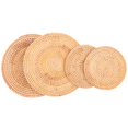 thumbnail image 1 of 4 Pack Handwoven Rattan Coasters,Table Woven Trivet for Hot Dishes Plates Cup,Pot Holder for Table,Heat Resistant Mats, 1 of 7