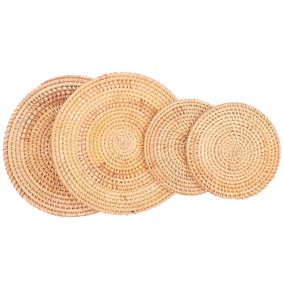 4 Pack Handwoven Rattan Coasters,Table Woven Trivet for Hot Dishes Plates Cup,Pot Holder for Table,Heat Resistant Mats