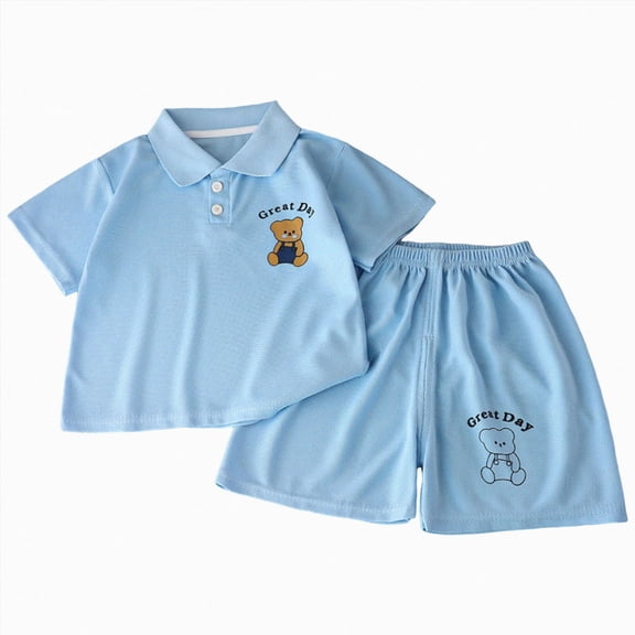 Toddler Boy Summer Outfit Short Sleeve T-shirt Top Elastic Waist Shorts Set 2Pcs,Adjustable Waist 6-12 Months 12-24 Months 2t 3t 4t 5t 6t 7t 8t 9t Children 9-10 Years