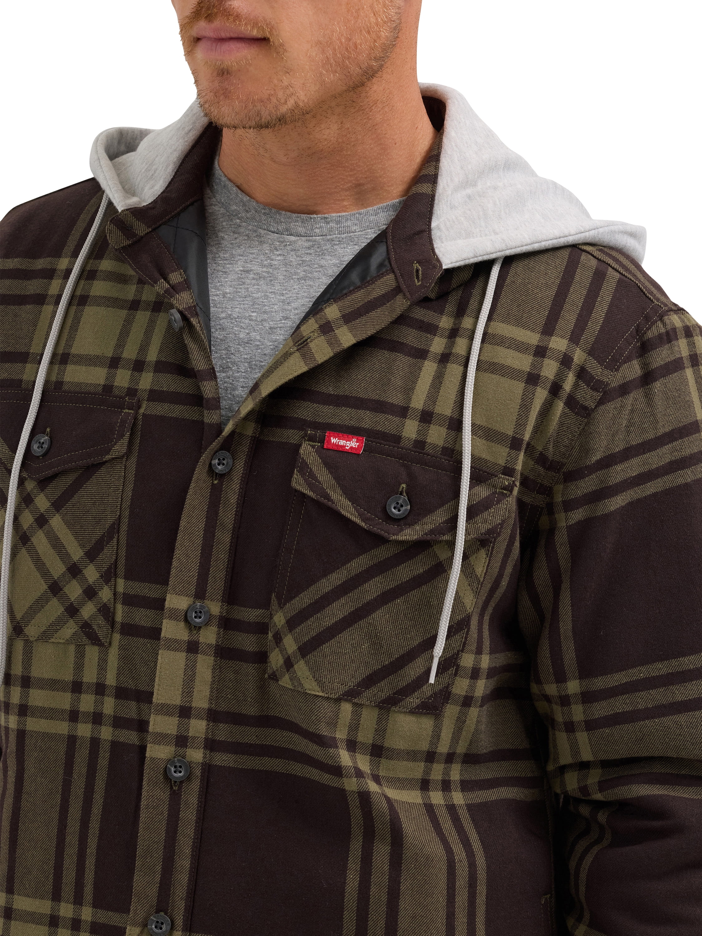 Wrangler® Men's and Big Men's Heavyweight Hooded Shirt Jacket, Sizes S-5XL