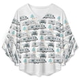 thumbnail image 4 of Cute Airstream Pattern Women's V-Neck Blouse With 3/4 Ruffled Bell Sleeves Casual Top Ladies Blouses, 4 of 7