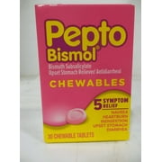 Pepto-Bismol Original Chewables 5 Symptom Relief, Including Upset Stomach and Diarrhea 30 Count Pack of 6