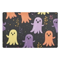 Yayeee Doormat for Indoor Entrance 32" x 20" Non Slippery Floor Rug, Yellow Halloween Ghosts