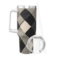 thumbnail image 2 of 40zo Ice Bar Cup With Handle Double Insulation Large Capacity Rust Prevention For Daily Travel And Other Scenes Argyle Plaid Dimgray_3, 2 of 8