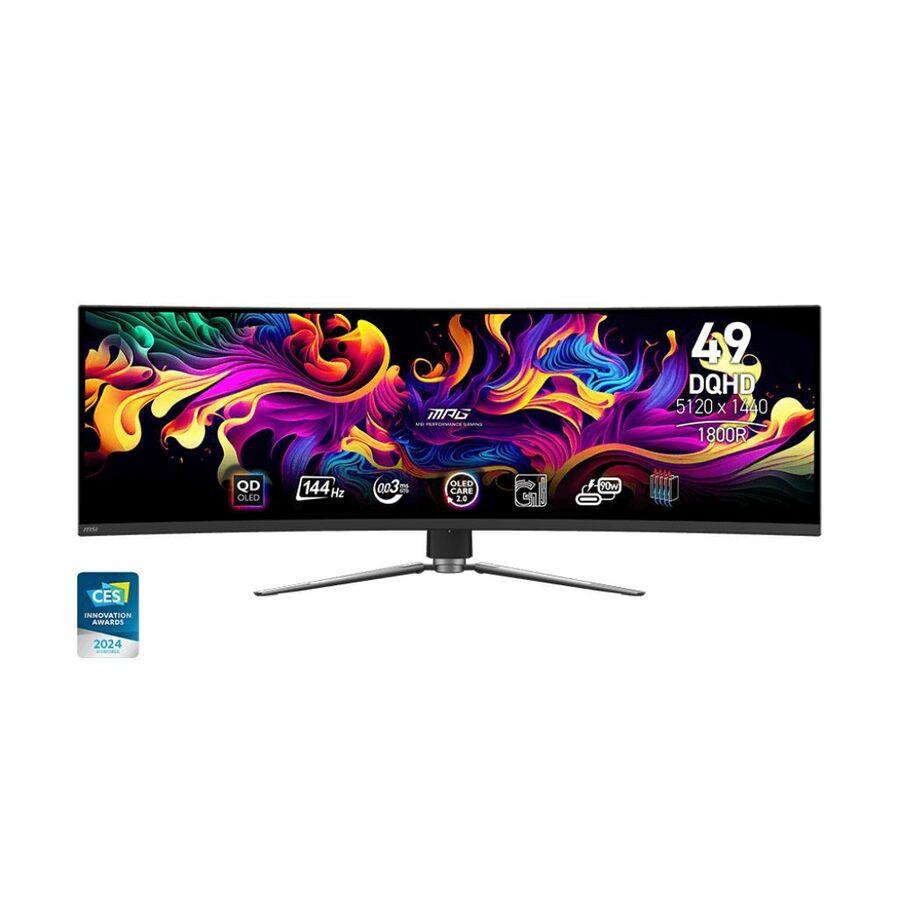 MSI MPG 491CQP QD-OLED 49" 32:9 Curved 1800R, QD-OLED Gaming Monitor, 144Hz 0.03ms, 5120 x 1440 (DQHD), Height Adjustable Arm, AI ENGINE