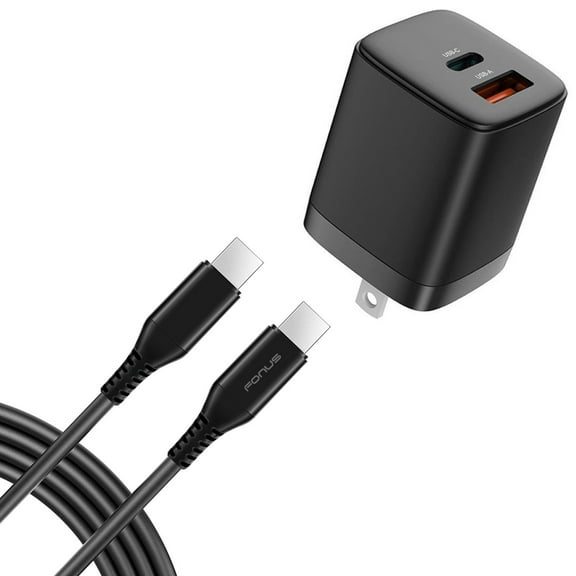 38W PD Home Charger Fast Type-C for Samsung Galaxy A06/A16 5G/A26 5G/A36 5G/A56 5G - 6ft Long Cable USB-C Power Cord QC3.0 Adapter 2-Port Wall