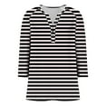 thumbnail image 2 of Cilsoka Women's 3/4 Length Sleeve Tops Dressy Henley Button Striped V Neck Raglan T Shirts Trendy Summer Casual Loose Fit Work Blouse, 2 of 6