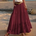 thumbnail image 4 of Ygbgbb Women's 2026 Summer Casual Maxi Skirt High Waisted Boho Flowy A-Line Skirt with Belt Fashion Solid Long Skirt for Beach Party and Everyday Wear Wine XL, 4 of 6