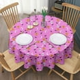 thumbnail image 3 of Pink Halloween Pattern Round Tablecloth 60"x60",Wrinkle Wipeable Table Cloth for Kitchen Dining Room Picnic Patio Party, 3 of 6