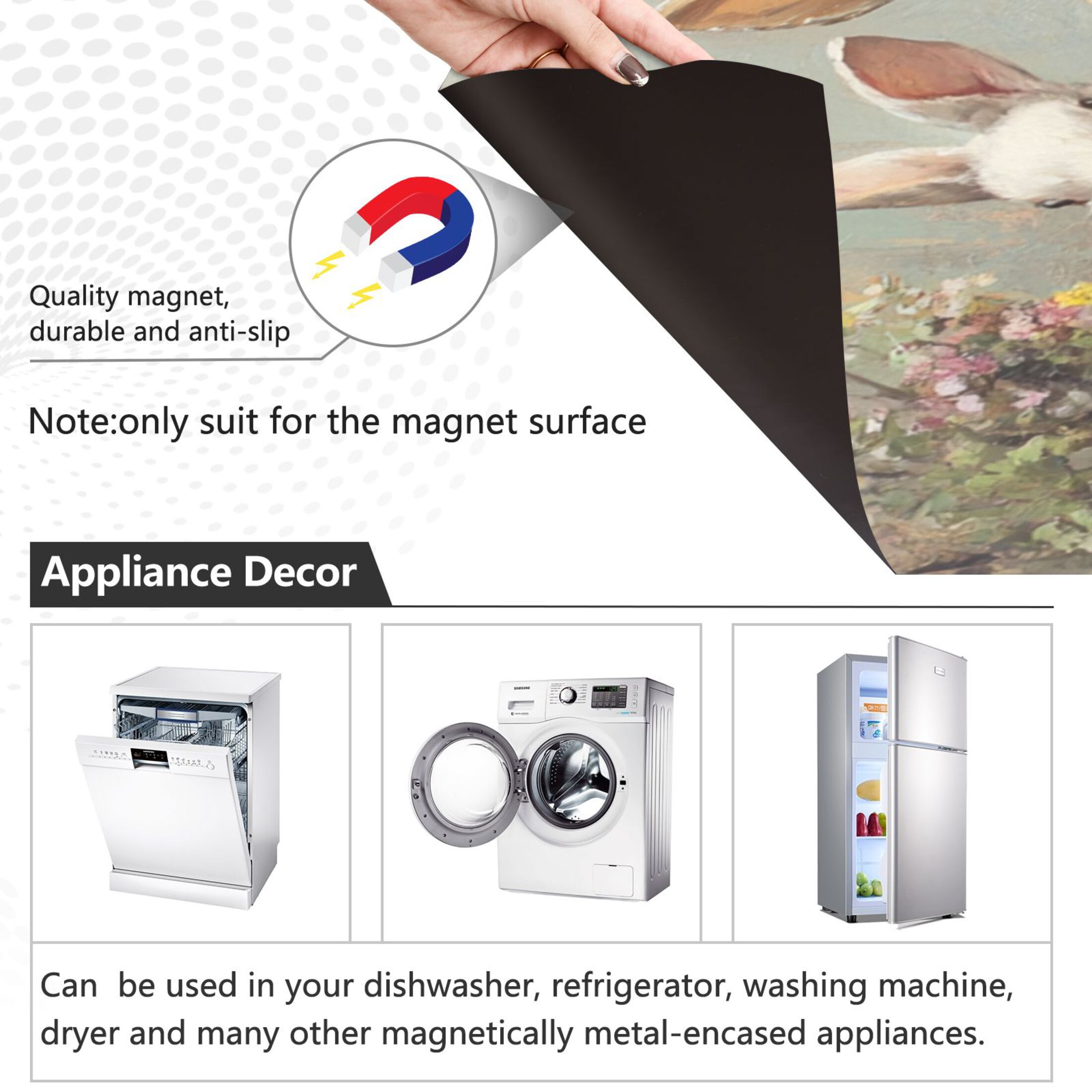 Dishwasher Magnetic Sticker 23x26 Inch Refrigerator Magnetic Sticker Washing Machine Magnetic Sticker Kitchen Panel Magnetic Sticker Home Decor The Three Easter Rabbits