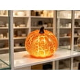thumbnail image 4 of Light Up Pumpkin Lamp Round Pear Gourd Orange Pumpkin Light LED Fall Autumn Halloween Crackle Mosaic Tabletop Decor Home Window Shelf Ornament, 4 of 5