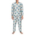 thumbnail image 3 of Fuzoiu Flower Leaves Print Men's Long-Sleeved Pajama,Lounge Button Down Nightwear,Mens Notch Collar Pajama Set -Small, 3 of 7