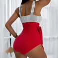 thumbnail image 4 of Fvwitlyh One Piece Swimsuit Women'S Swimsuit Wrap Color Block Tie Side Bathing Suit, 4 of 5