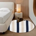 thumbnail image 3 of Beige Navy Blue Striped Large Area Rugs for Bedroom Living Room, Soft Non Slip Carpet Bedside Rug, Farmhouse Stripe Art Round Floor Cover Kitchen Accent Rug 3' for Dining Room/Office, 3 of 9