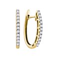 thumbnail image 1 of 14kt Yellow Gold Womens Round Pave-set Diamond Single Row Hoop Earrings 1/4 Cttw, 1 of 1