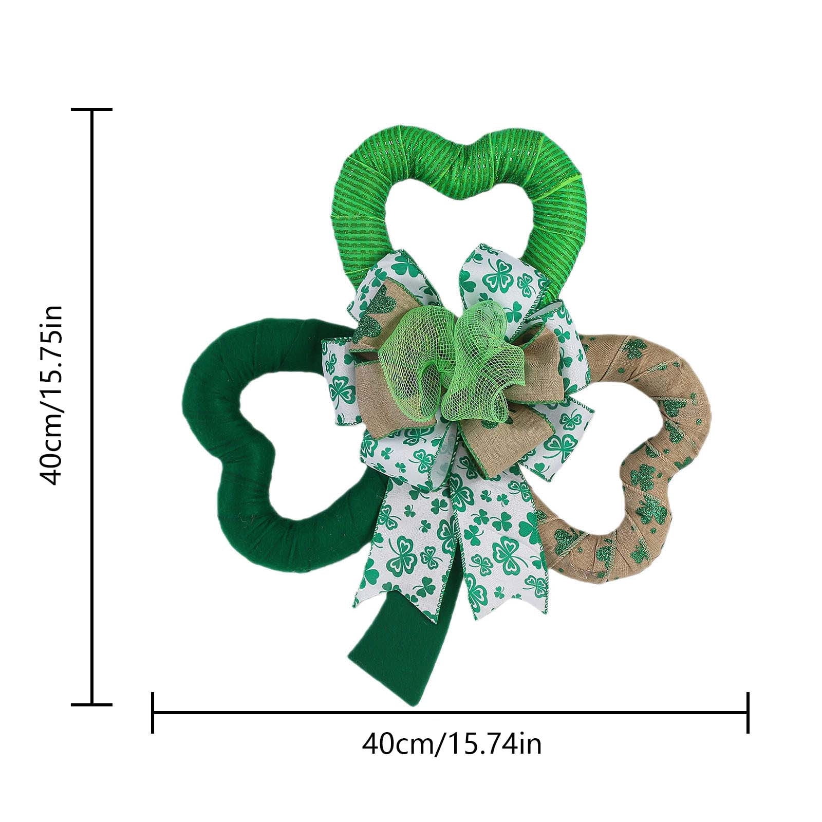 St. Patrick’s Day Decorative Bow – 40cm Irish Festival Ribbon with Green Shamrocks & Polka Dots, Holiday Party Décor for Wreaths, Gifts, Walls, Doors, Events & More