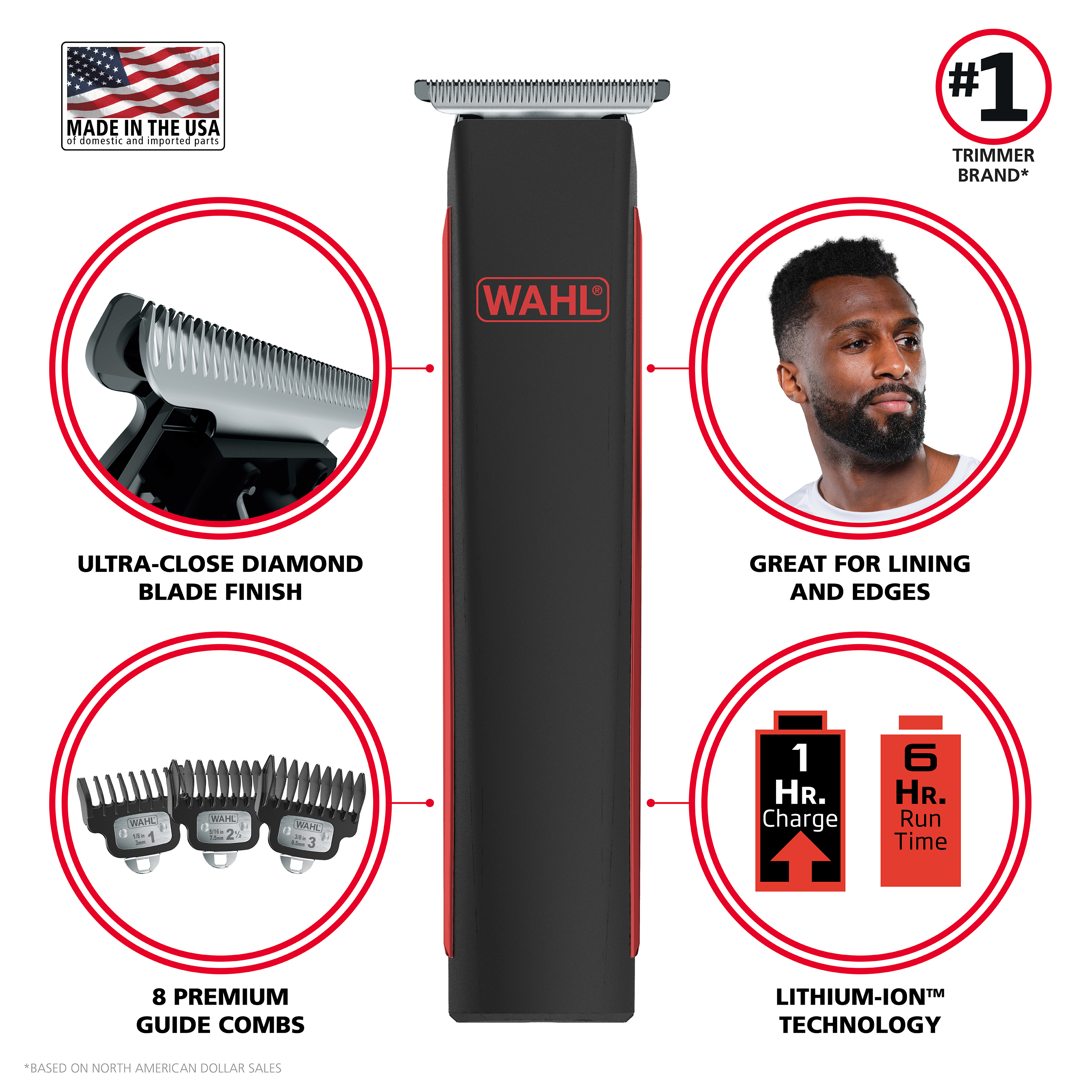 Wahl Edge Pro Lithium-Ion Rechargeable Beard Trimmer, 17pc photo 2