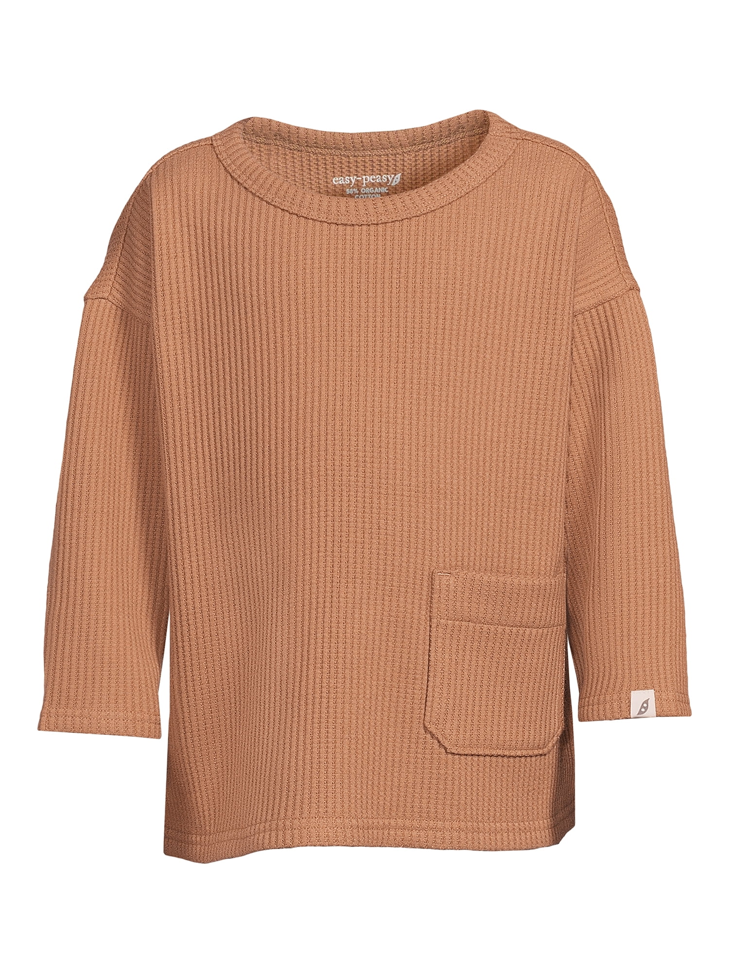 easy-peasy Toddler Boy's Waffle Texture Long Sleeve Boxy T-Shirt