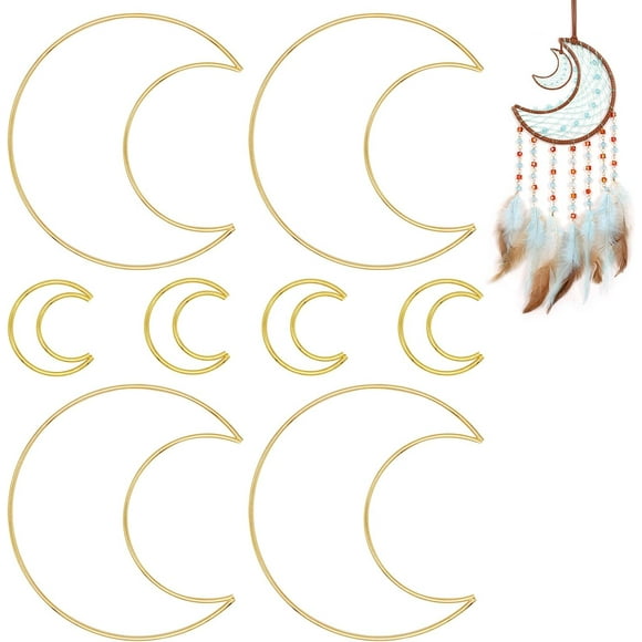 8 Pcs Cerceaux en Métal (6 Pouces 2 Pouces) Bague Attrape-Rêves en Forme de Lune 2 Tailles Créations en Macramé Doré Fournitures pour Décoration DIY Projet de Décoration Murale