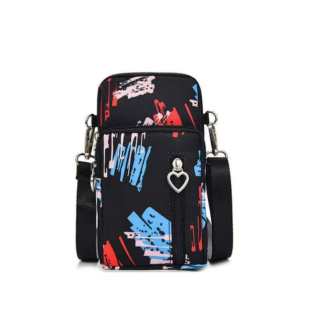 Factory Direct Crossbody Mobile Phone Bag Vertical Fabric Mini Small Bag Wrist Arm Mobile Phone Bag Three-Layer Coin Wallet