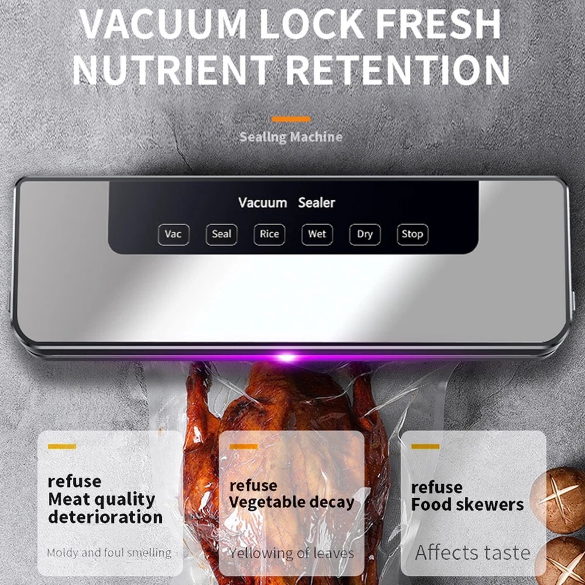 Eurhowing Vacuum Sealer Machine, Automatic Food Sealer for Storage with Dry & Moist Modes, Food Saver Preserver for Meat, Vegetables, Fruit, 30 Bags