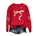 thumbnail image 4 of Womens Valentine's Day Sweatshirt Oversized Red Crewneck with Bow & Heart Design Casual Holiday Gift for Her,Size M, 4 of 7