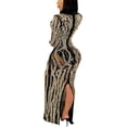 thumbnail image 2 of Vestido CUTUBLY Birthday de manga larga con malla de strass para mujer, dorado, 2 of 6