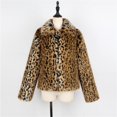 thumbnail image 4 of Women Cheetah Leopard Print Lapel Fleece Jacket Fall Winter Long Sleeve Soft Plush Outerwear Coat Apparel Clothing A L, 4 of 5